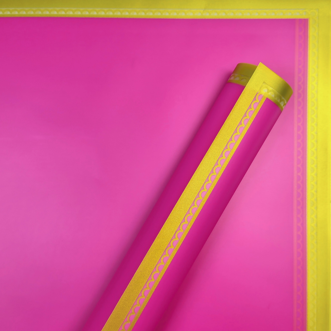Papel coreano con borde dorado y curvas X 20