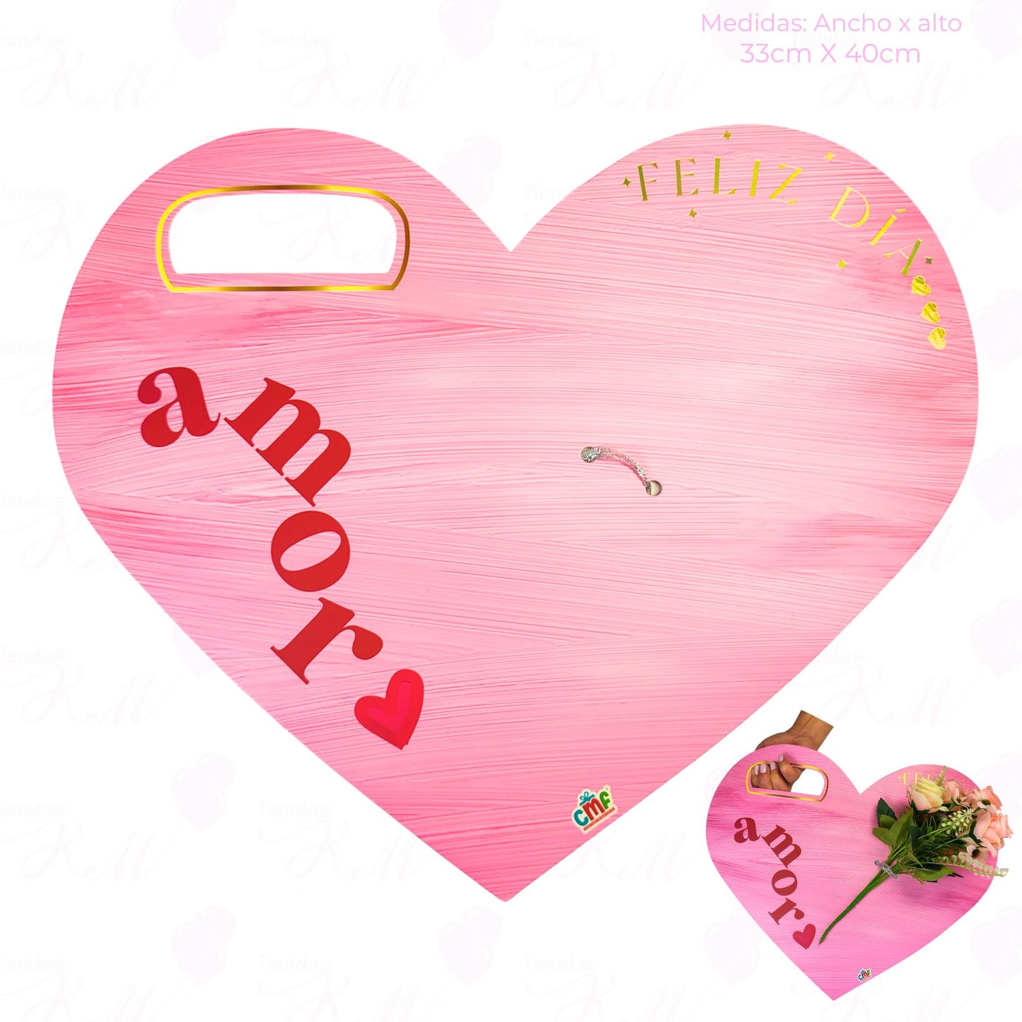 Base corazón para flores con manija