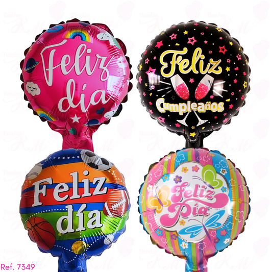 Paquete x 6 metalizados 5" de feliz día
