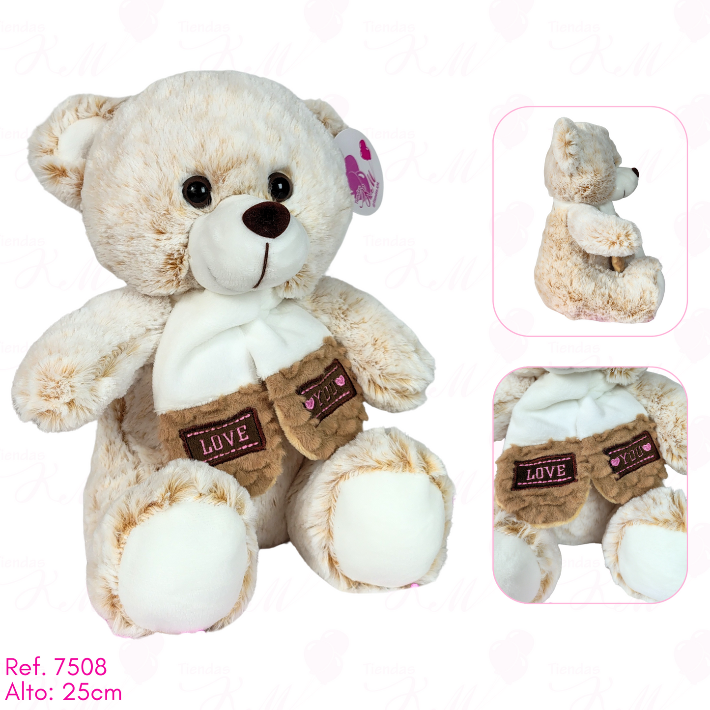 Oso peludo con bufanda love / 25cm