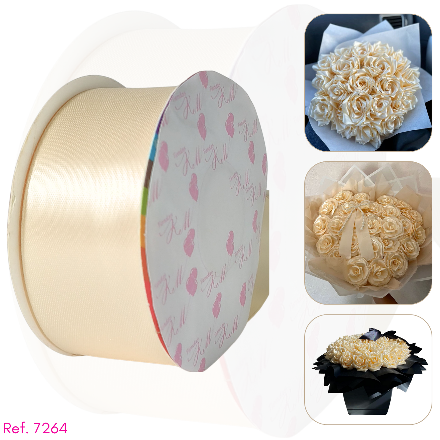 Cinta satin 4cm doble cara por 30 metros