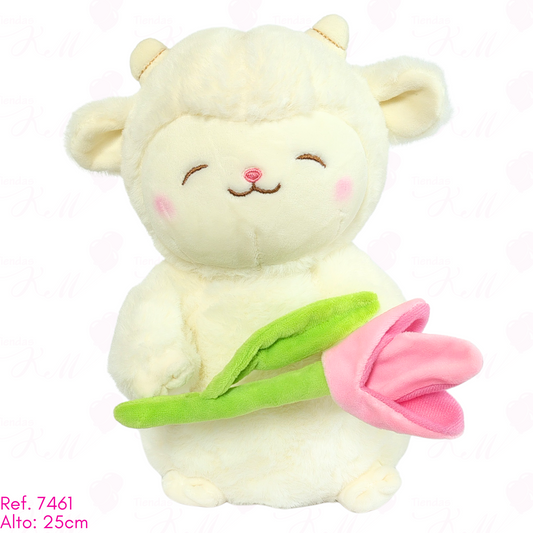 Cordero con tulipan / 25cm