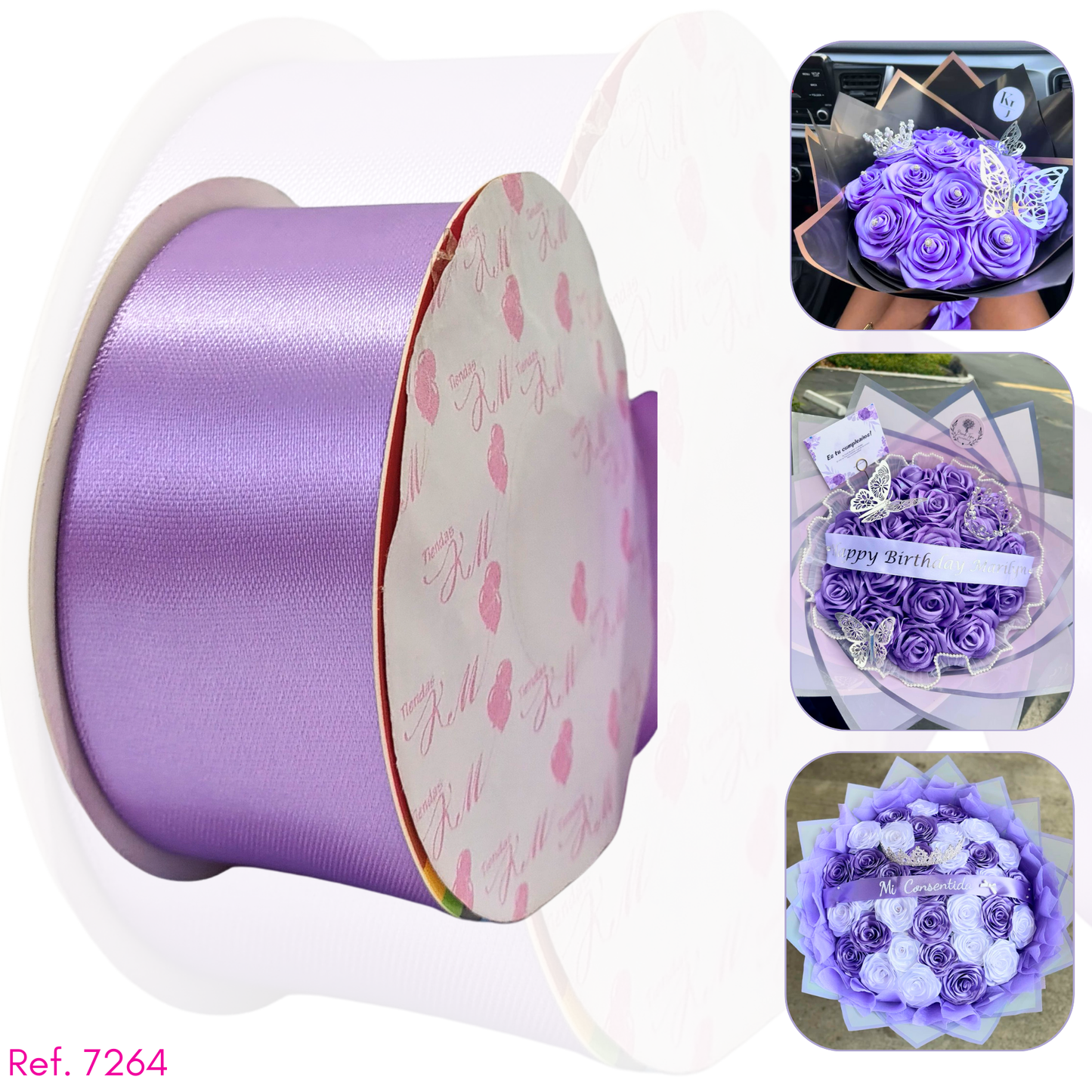 Cinta satin 4cm doble cara por 30 metros