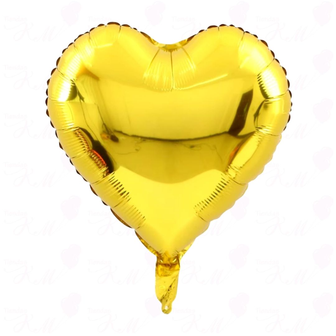Paquete x 10 corazones metalizados 18" fondo entero