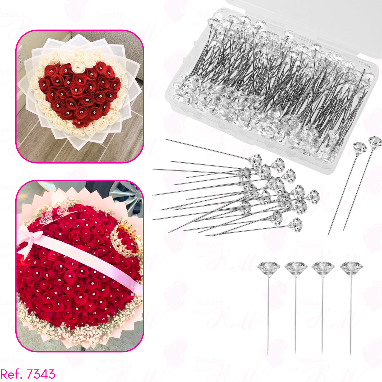 Caja de alfiler diamante x 50 unidades