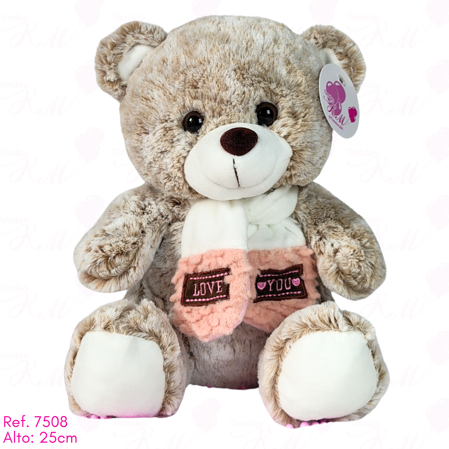 Oso peludo con bufanda love / 25cm