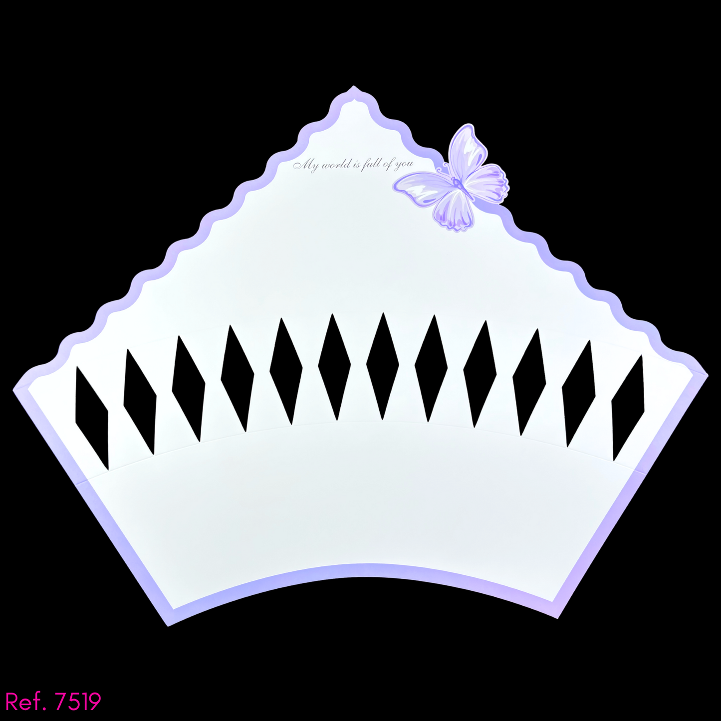 Envoltura armable para flores con mariposa y borde de color