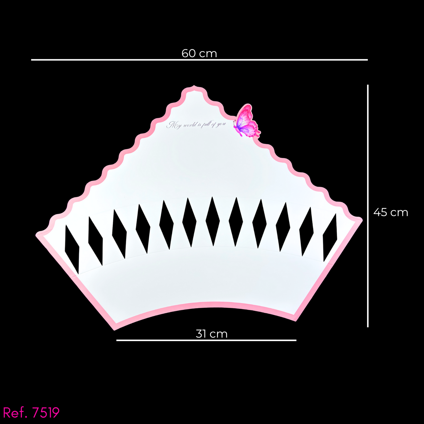 Envoltura armable para flores con mariposa y borde de color
