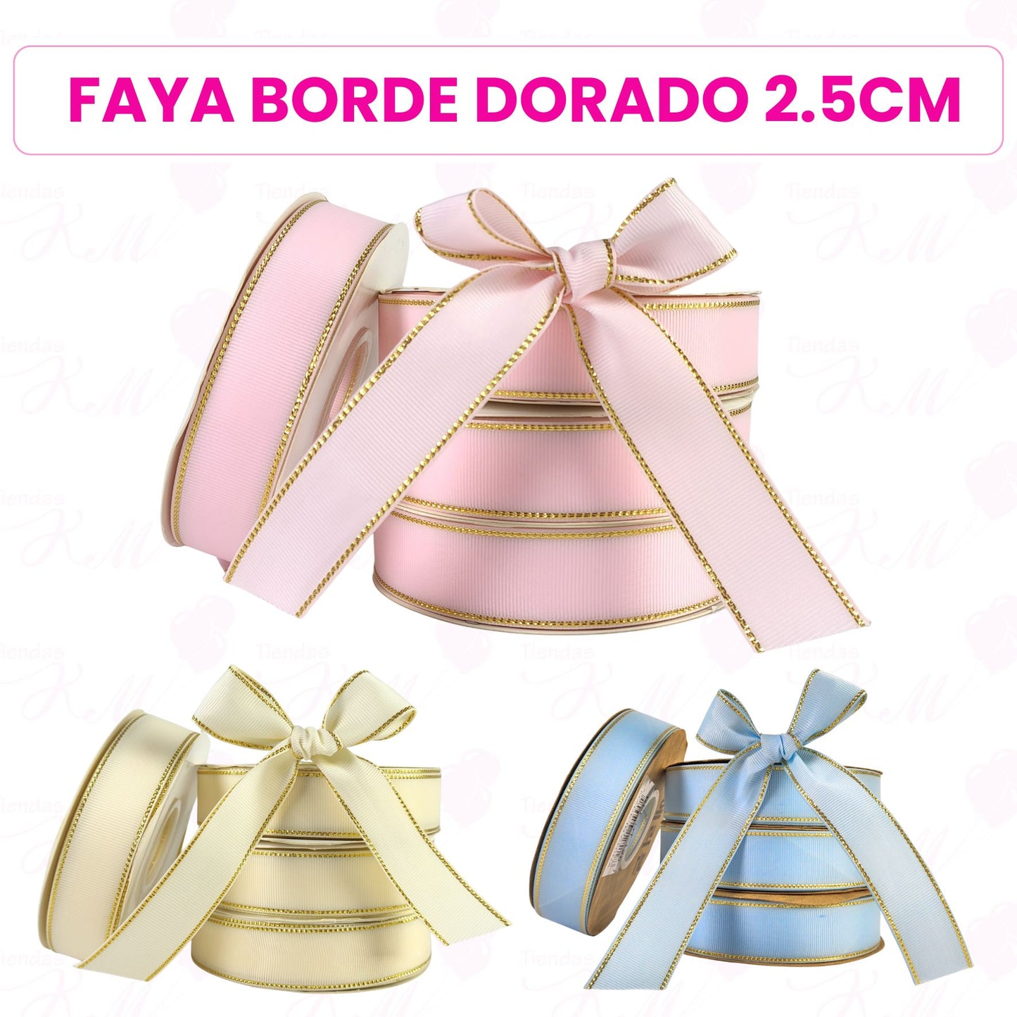 Cinta faya borde dorado 2.5cm